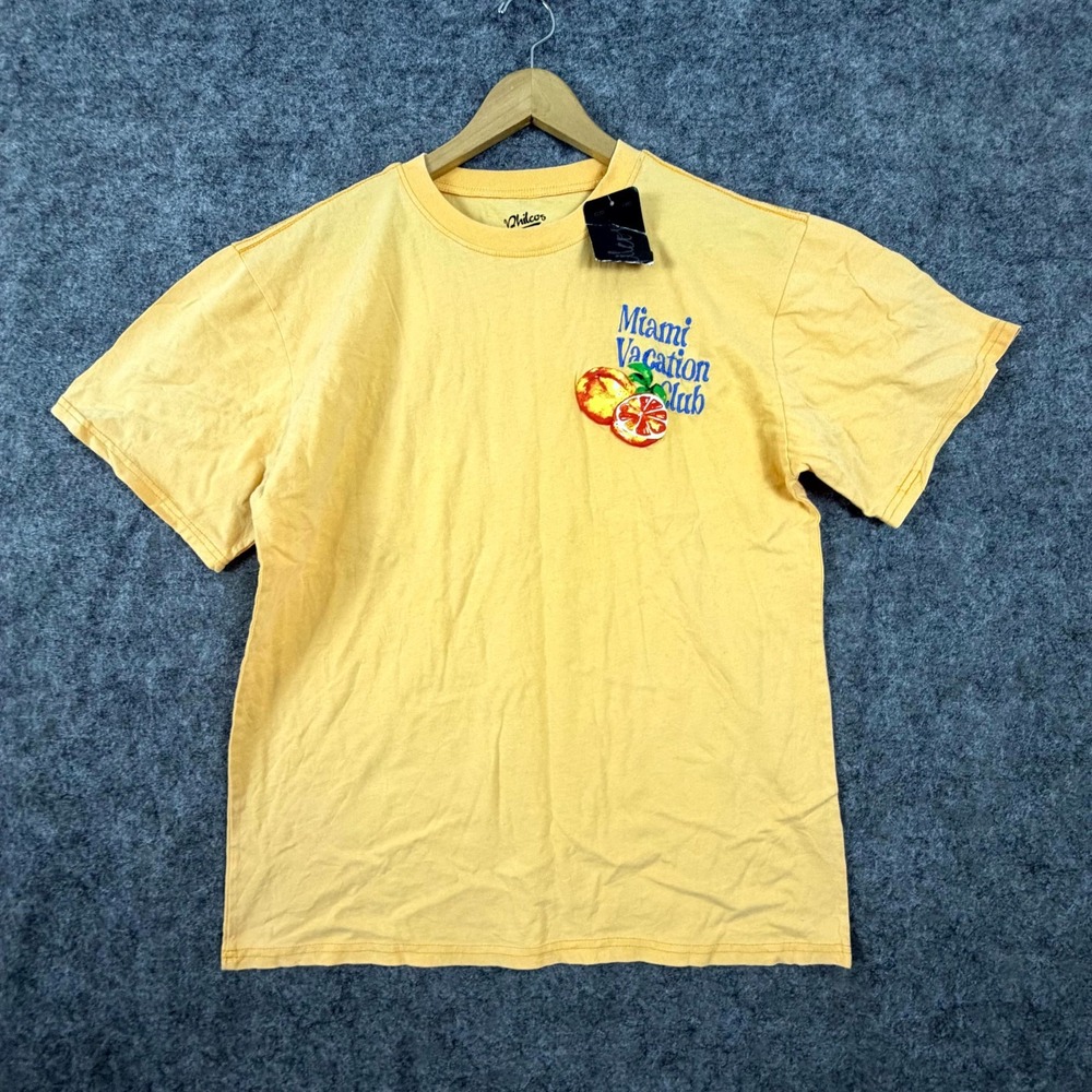 Philcos Miami Vacation Club T-Shirt Mens S/M Yellow Cotton Logo Everyday Wear